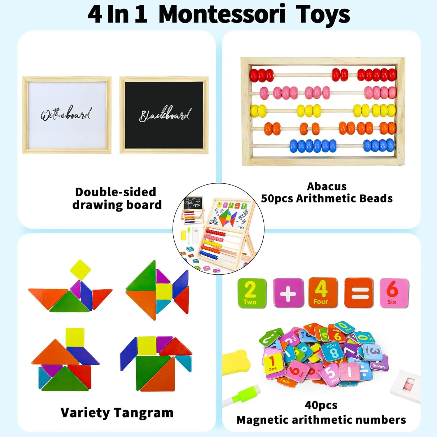 3in1 Montessori Numeric Abacus Learning Board with Marker