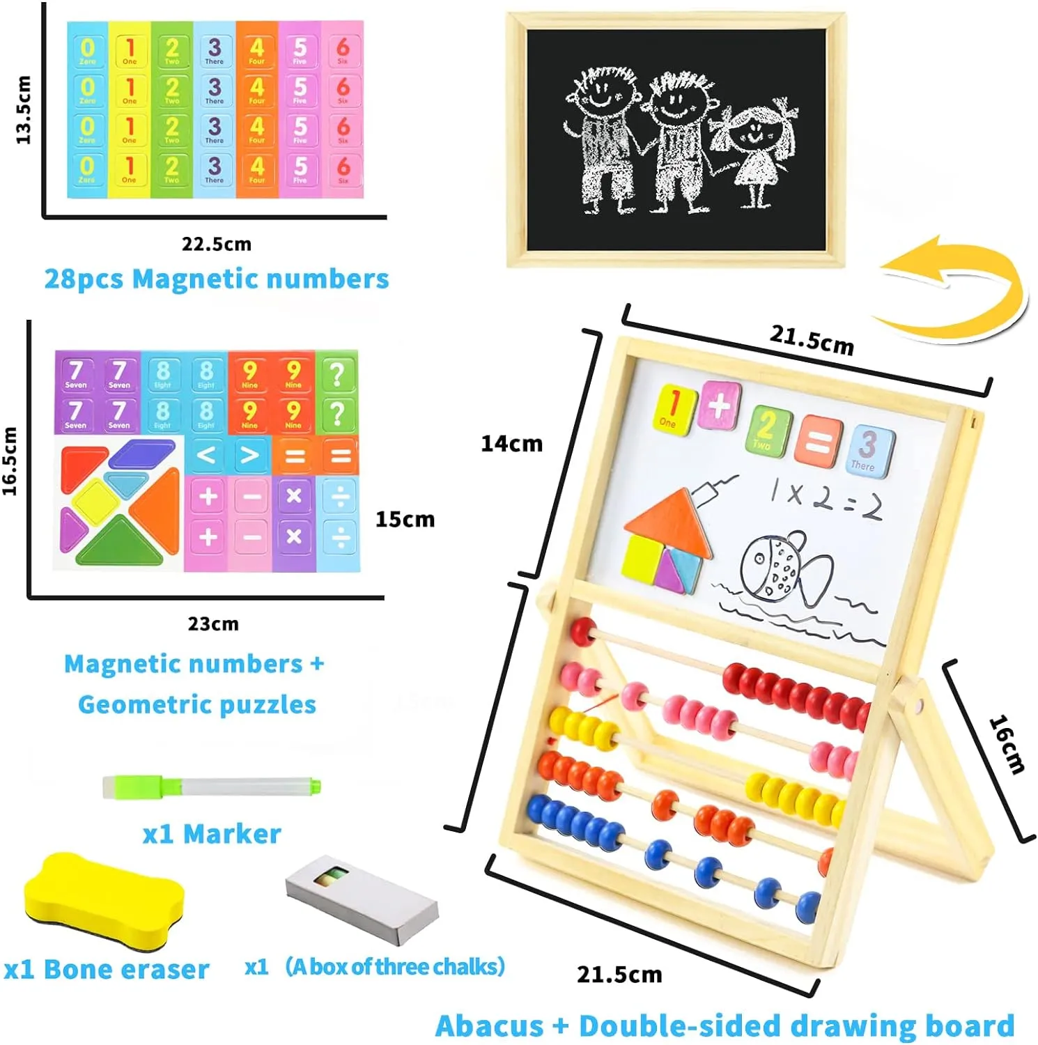 3in1 Montessori Numeric Abacus Learning Board with Marker