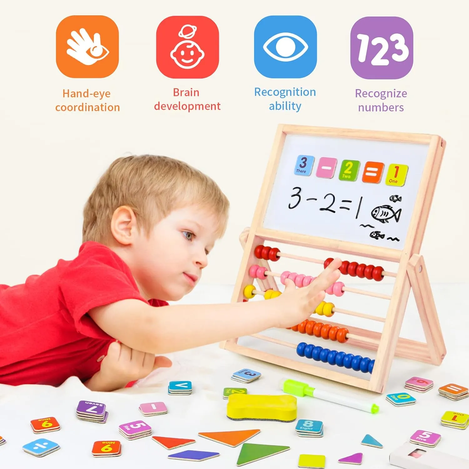 3in1 Montessori Numeric Abacus Learning Board with Marker