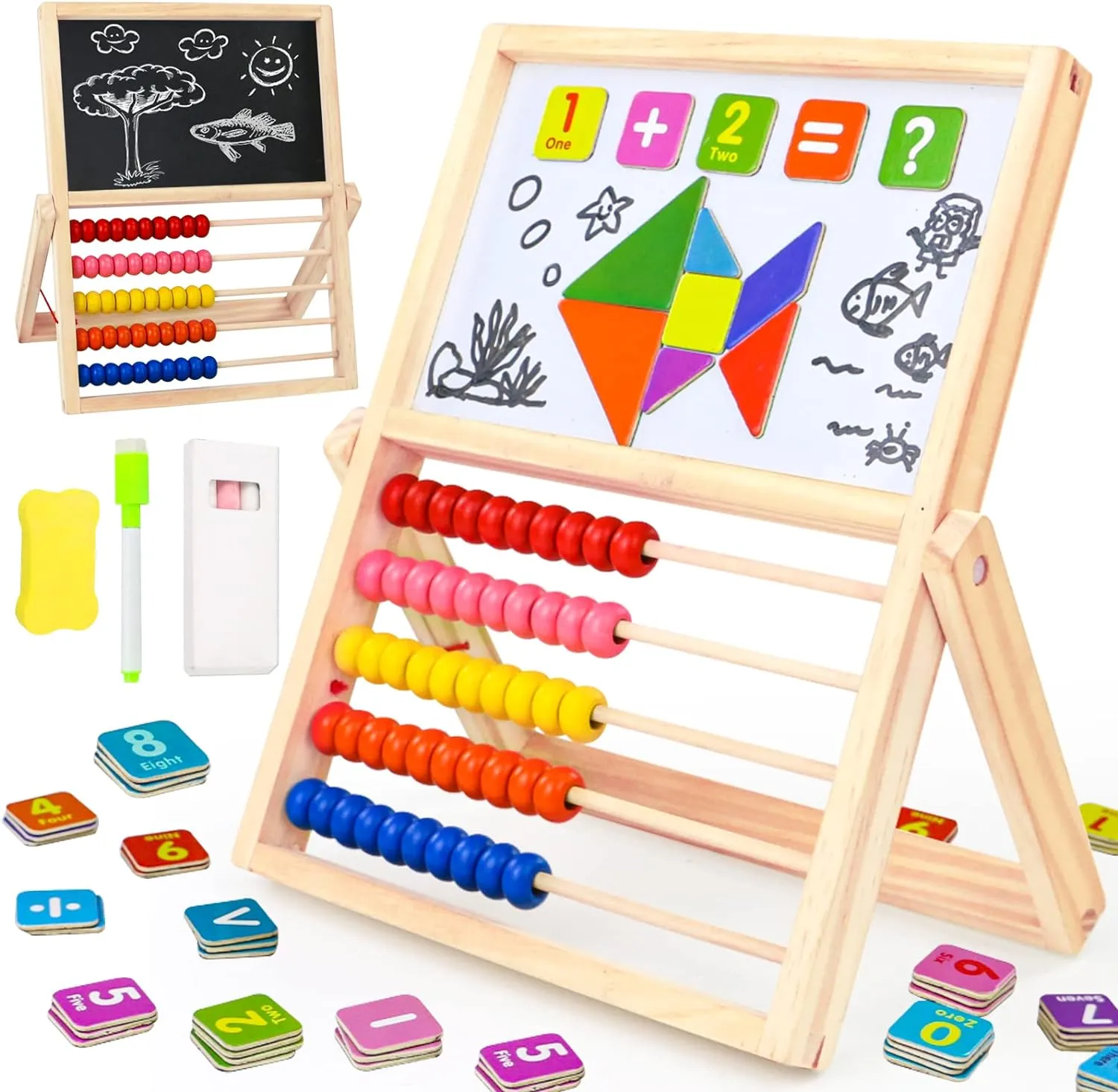 3in1 Montessori Numeric Abacus Learning Board with Marker