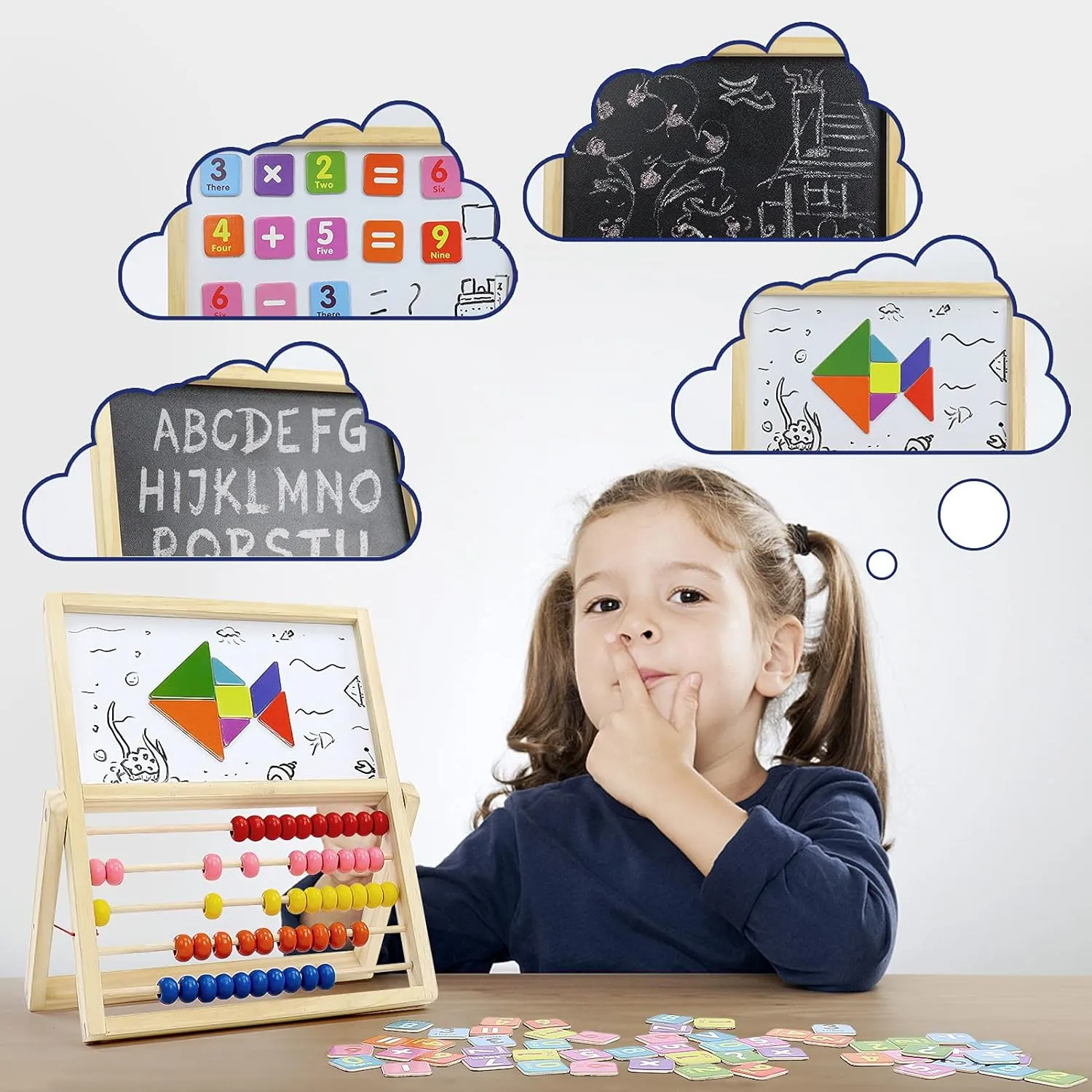 3in1 Montessori Numeric Abacus Learning Board with Marker