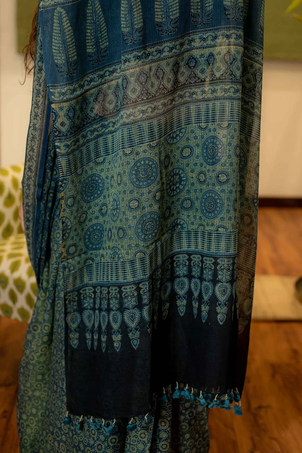 Ajrakh Natural Dyed Kota Doria Saree