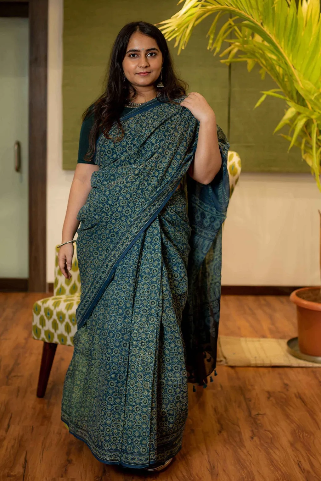 Ajrakh Natural Dyed Kota Doria Saree