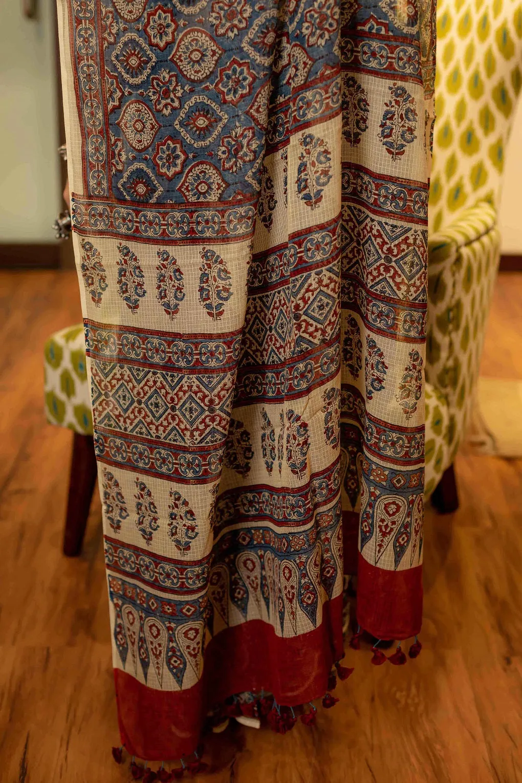 Ajrakh Natural Dyed Kota Doria Saree