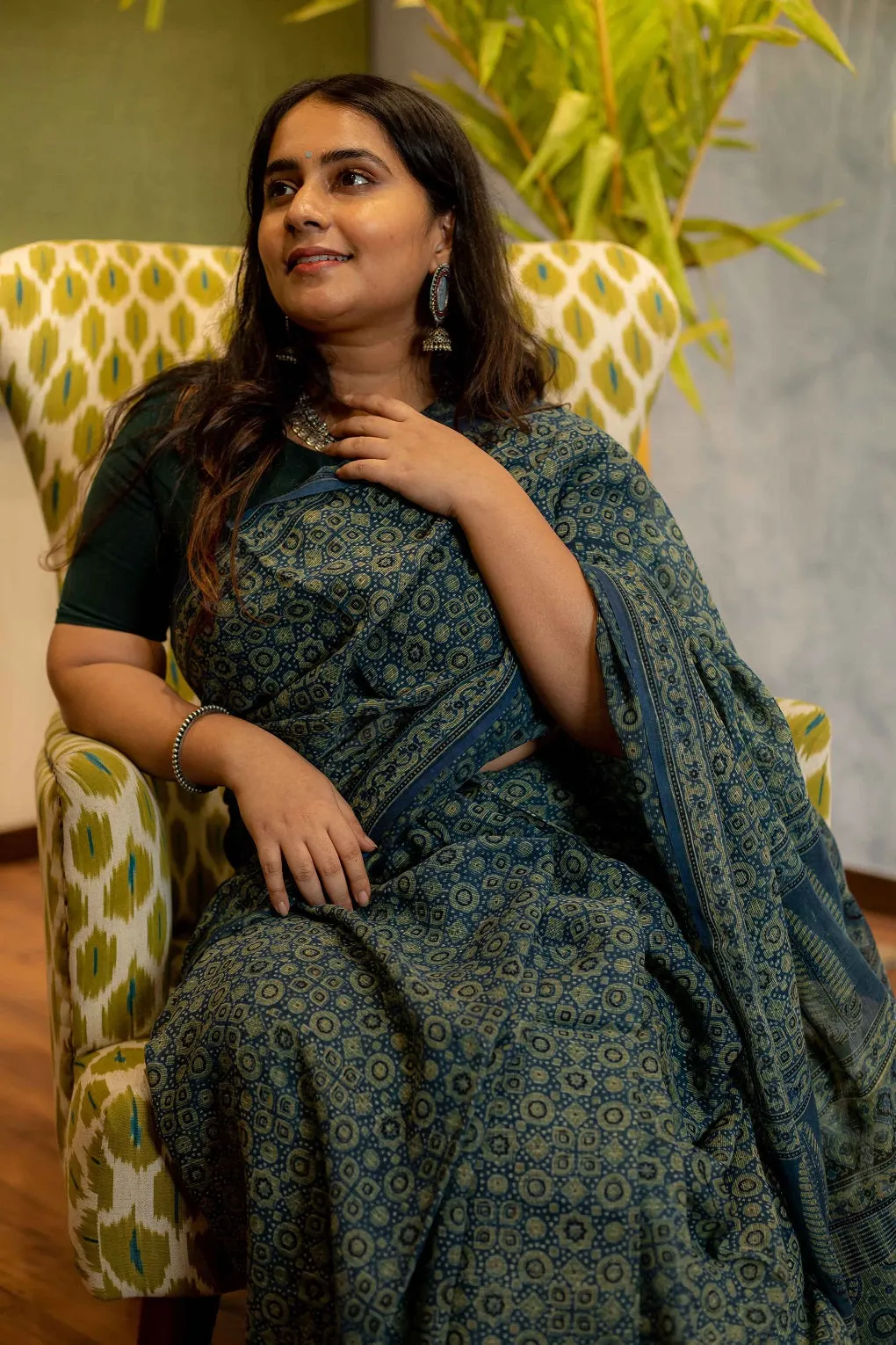 Ajrakh Natural Dyed Kota Doria Saree