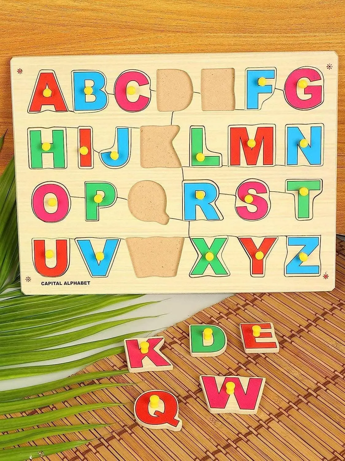 AVMART 3D Wooden Educational English Capital Alphabets Puzzle for Kids (26 Pieces) (12''x9'' Inch)