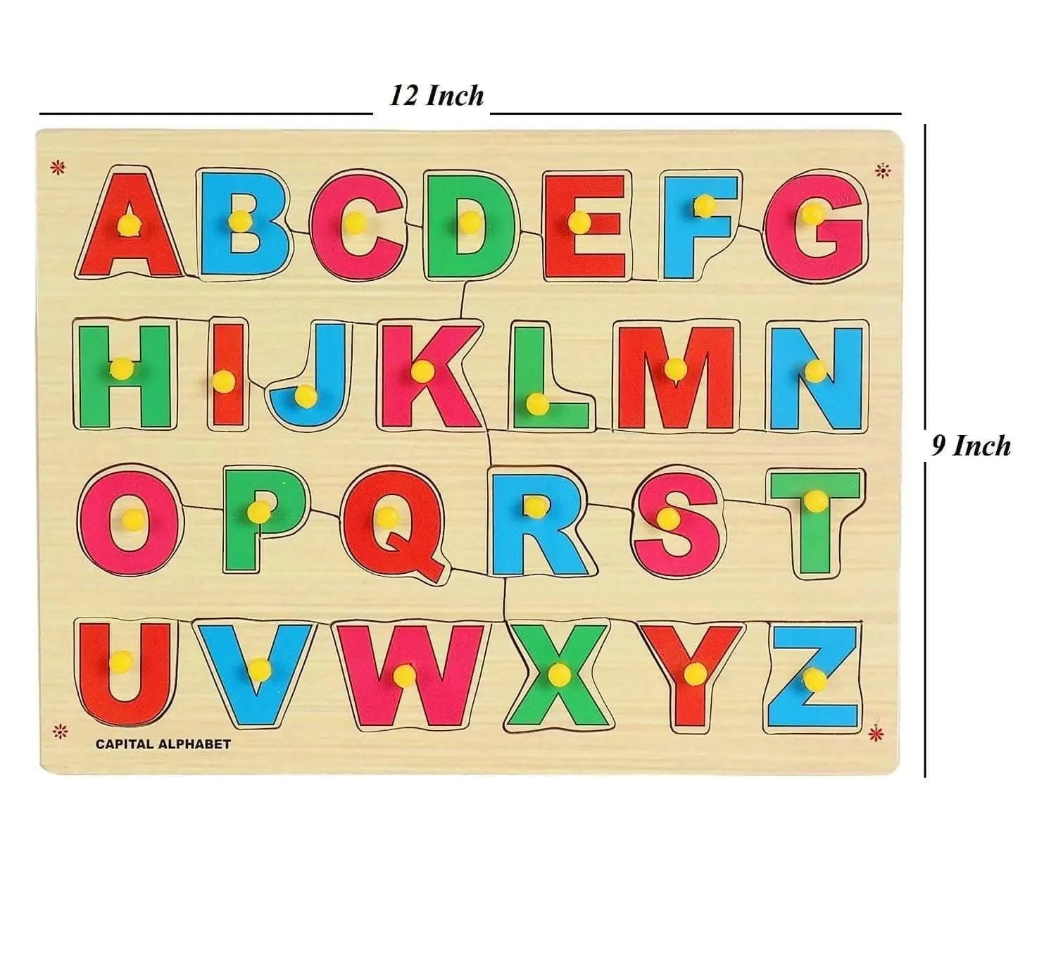 AVMART 3D Wooden Educational English Capital Alphabets Puzzle for Kids (26 Pieces) (12''x9'' Inch)