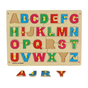 AVMART 3D Wooden Educational English Capital Alphabets Puzzle for Kids (26 Pieces) (12''x9'' Inch)
