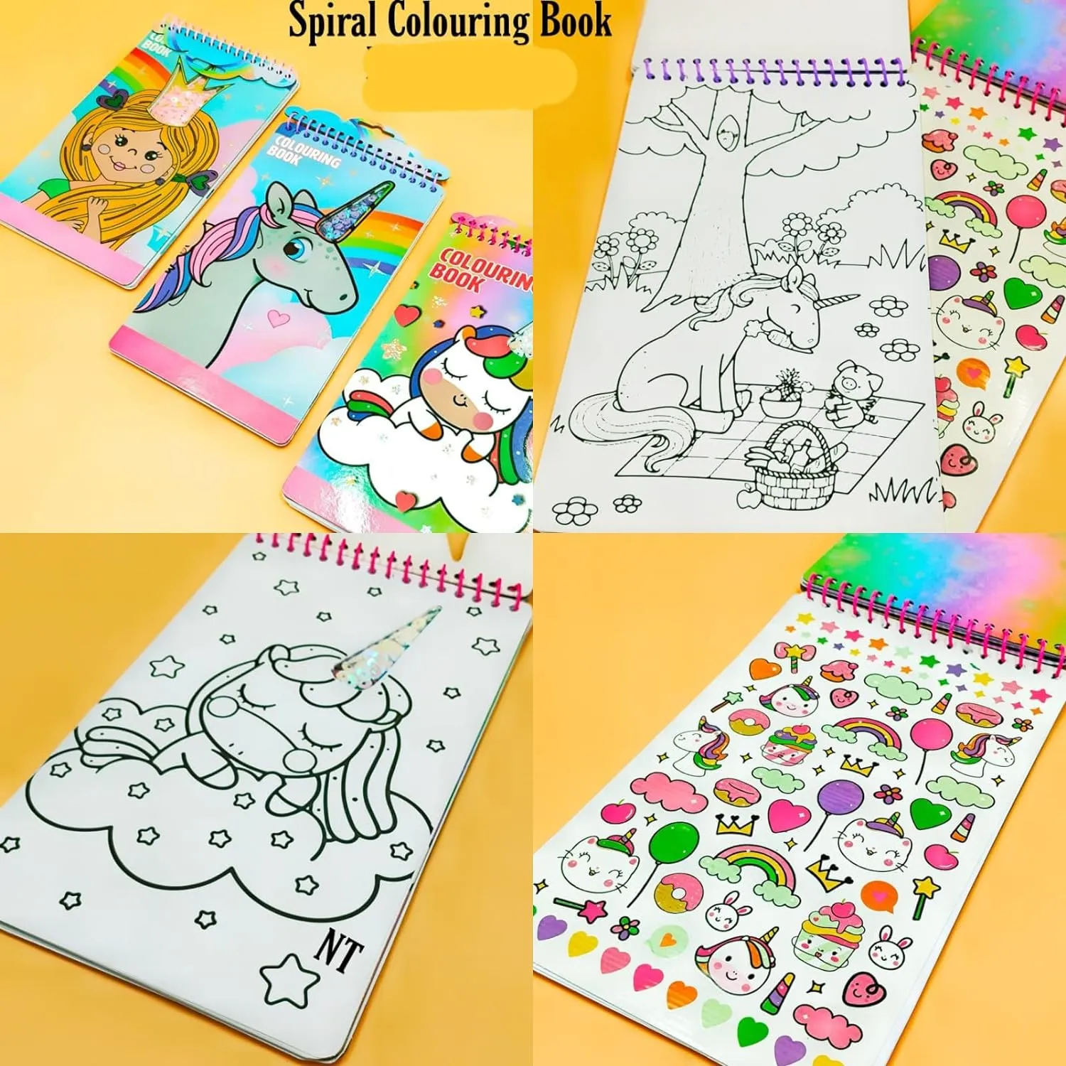 Cartoon Adventure Coloring Book with Stickers