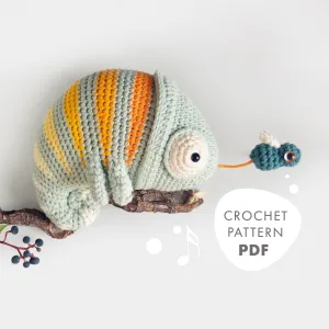 Crochet Pattern . Chameleon Conrad . Musical Toy
