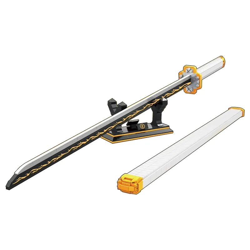Demon Slayer Zenitsu Lightning Katana Sword Building Blocks with Stand