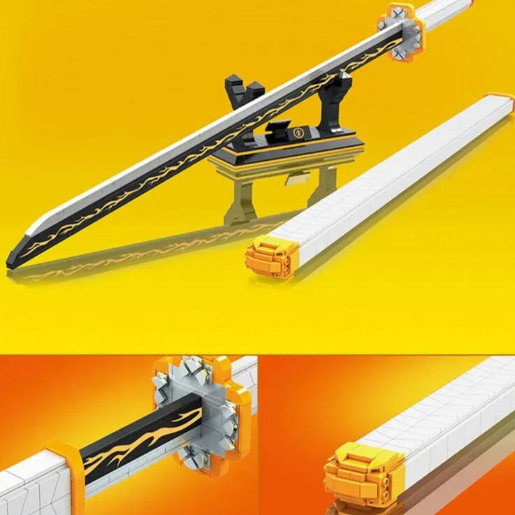 Demon Slayer Zenitsu Lightning Katana Sword Building Blocks with Stand