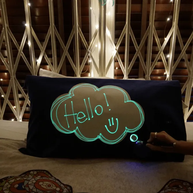 Doodle Dream Cloud Glow In The Dark Navy Pillow Case
