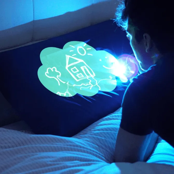 Doodle Dream Cloud Glow In The Dark Navy Pillow Case