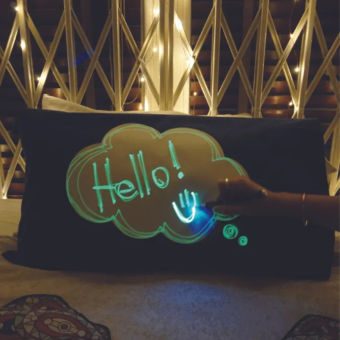 Doodle Dream Cloud Glow In The Dark Navy Pillow Case