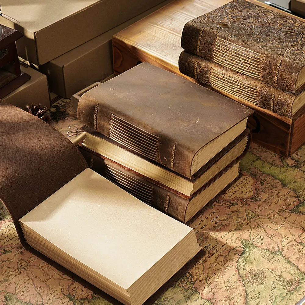 Handcrafted Cowhide Notebook: Vintage European Charm for the Creative Spirit