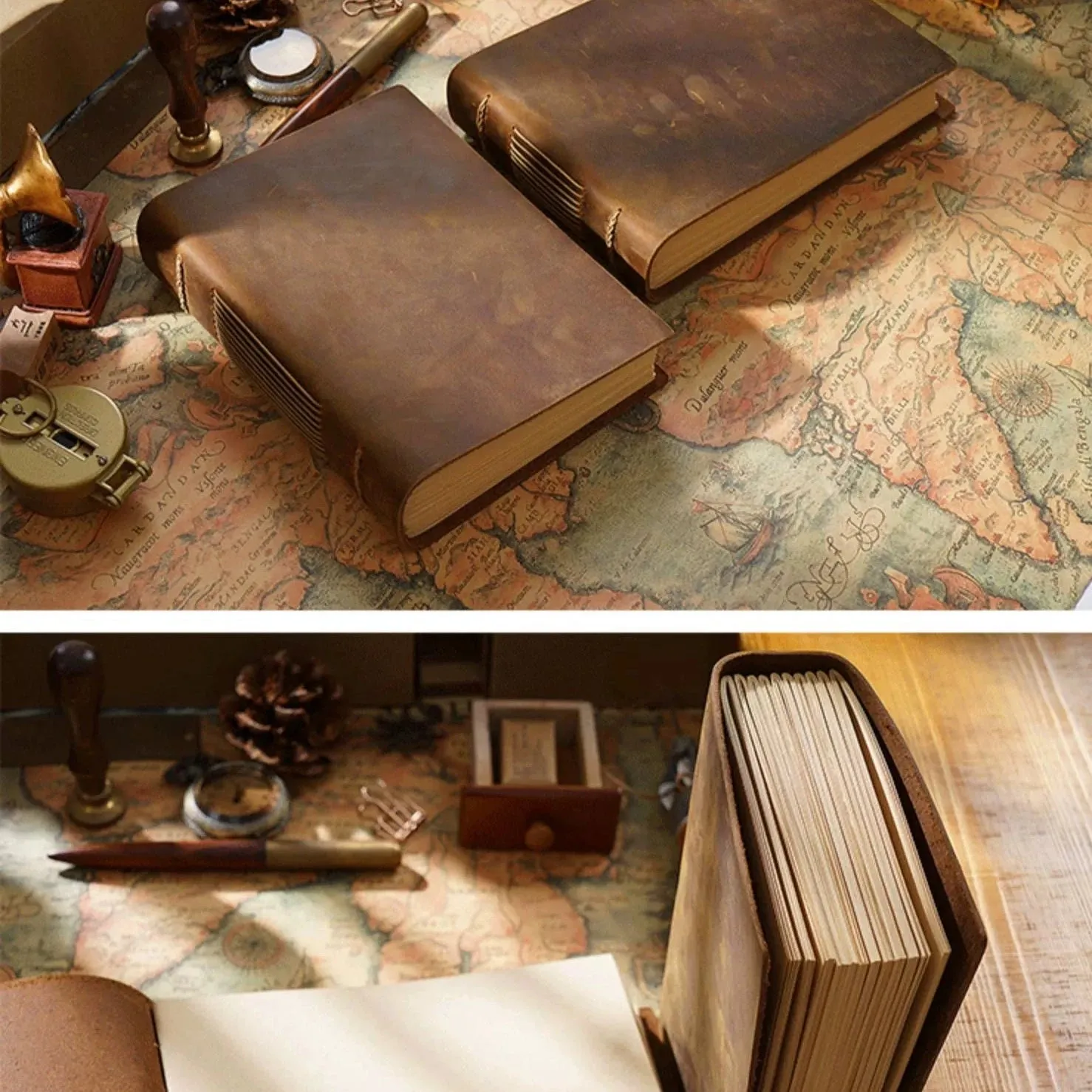 Handcrafted Cowhide Notebook: Vintage European Charm for the Creative Spirit