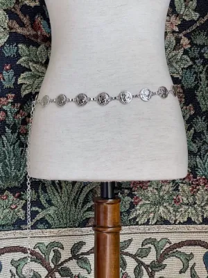 Historically Inspired Renaissance and Medieval Classical Cameo Coin Belt in Silver