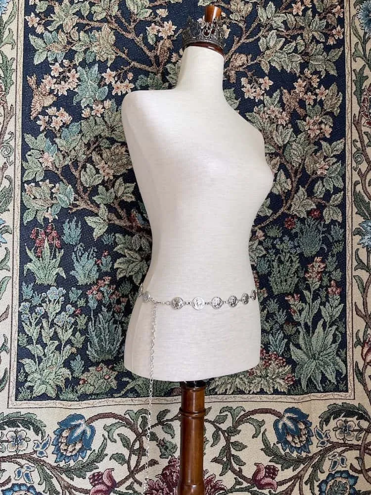 Historically Inspired Renaissance and Medieval Classical Cameo Coin Belt in Silver