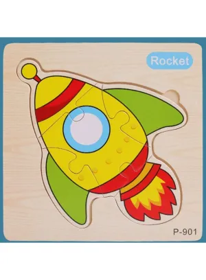 Jigsaw 3D Rocket Wooden Puzzle Toy for Early Learning 18M 