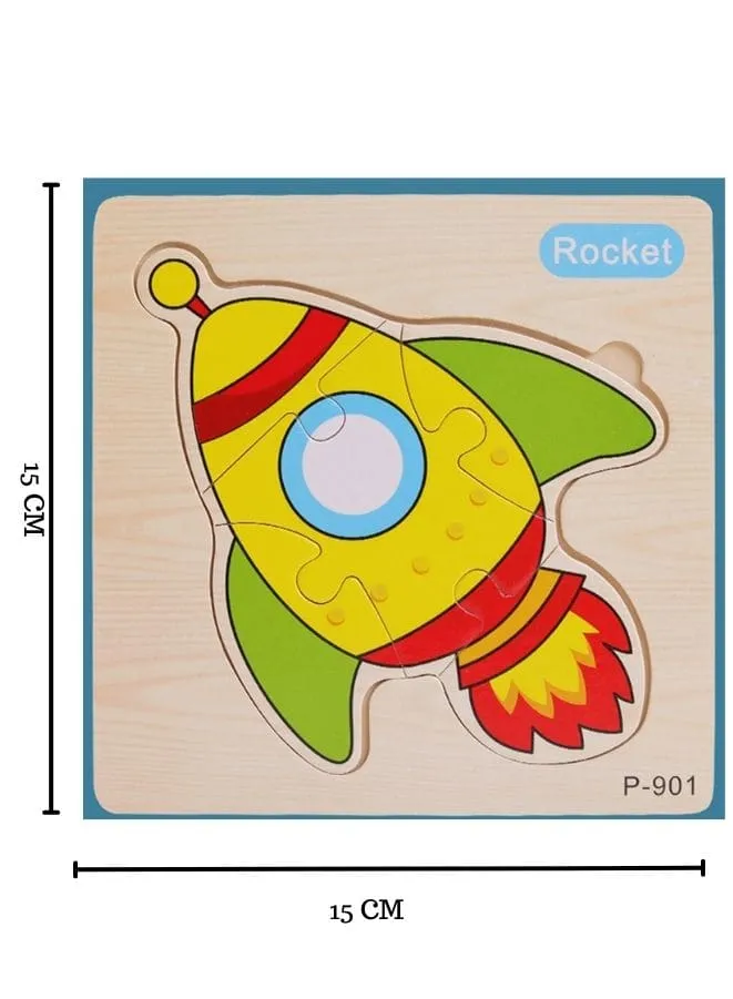 Jigsaw 3D Rocket Wooden Puzzle Toy for Early Learning 18M 