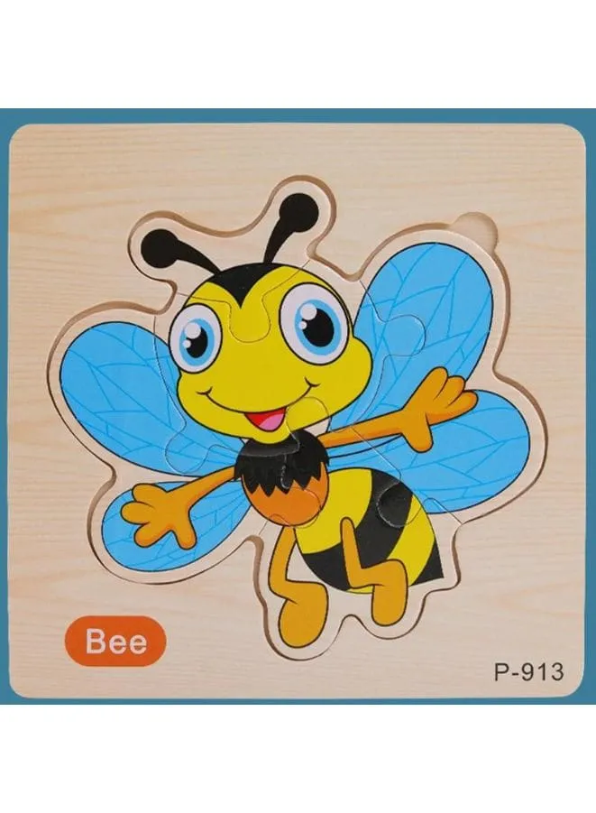 Jigsaw 3D Wooden Puzzle for Toddlers Early Learning Toy, Animal Set, Bee