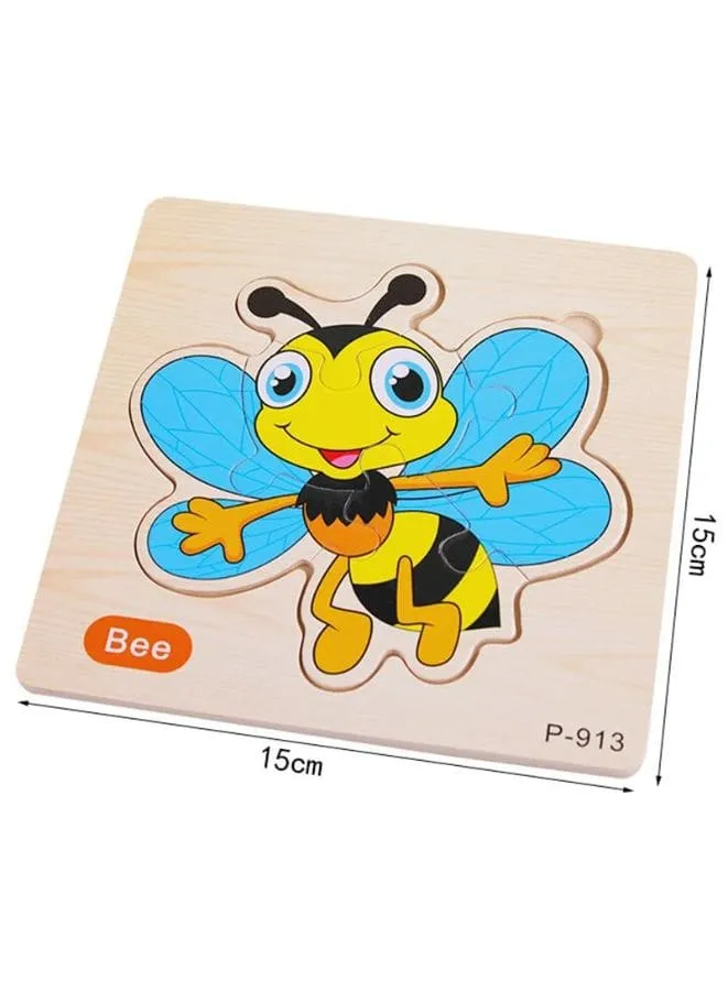 Jigsaw 3D Wooden Puzzle for Toddlers Early Learning Toy, Animal Set, Bee