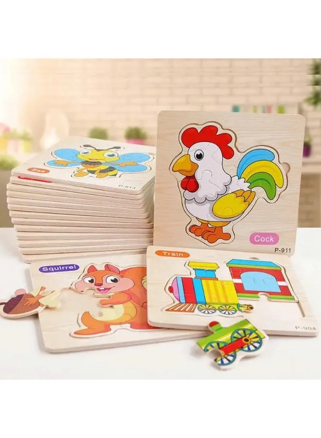 Jigsaw 3D Wooden Puzzle for Toddlers Early Learning Toy, Animal Set, Bee