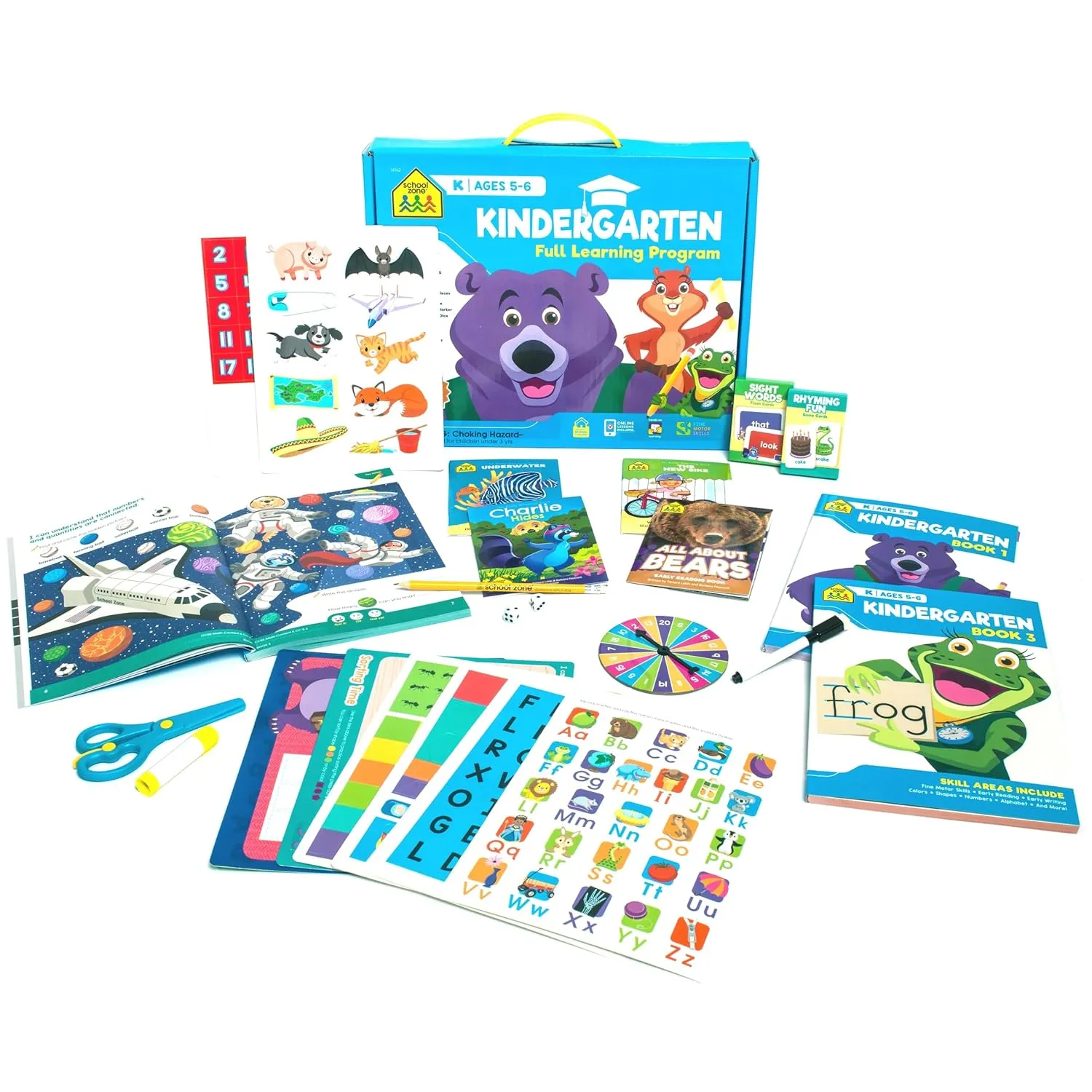 Kindergarten Full Learning Program - Ages 5-6, Workbooks, Flash Cards, Early Reading Books, Educational Games, Write & Reuse, Writing, Math, Fine Motor Skills, Stickers, and More