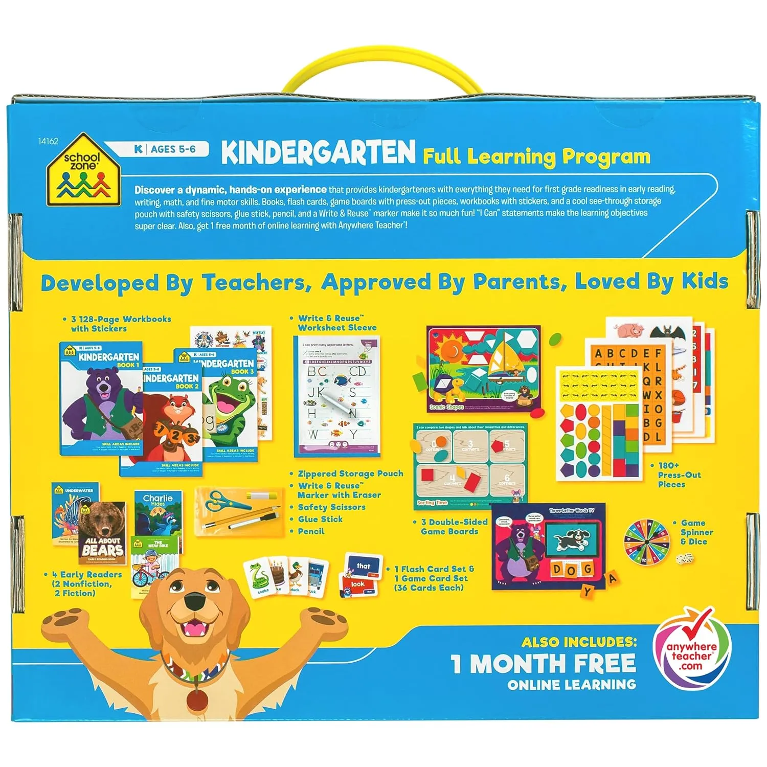 Kindergarten Full Learning Program - Ages 5-6, Workbooks, Flash Cards, Early Reading Books, Educational Games, Write & Reuse, Writing, Math, Fine Motor Skills, Stickers, and More