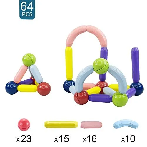 Magbox - Magnetic Toys | Set of 64 pcs | Magnetic Sticks & Balls Toy Set I Building Blocks I Children Educational Toy I Imagination and Creativity (1 Years  )…