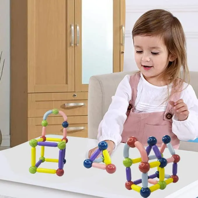 Magbox - Magnetic Toys | Set of 64 pcs | Magnetic Sticks & Balls Toy Set I Building Blocks I Children Educational Toy I Imagination and Creativity (1 Years  )…