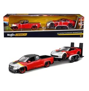 Maisto 1:24 Chevy Colorado ZR2 & 2015 Corvette Z06 on Trailer