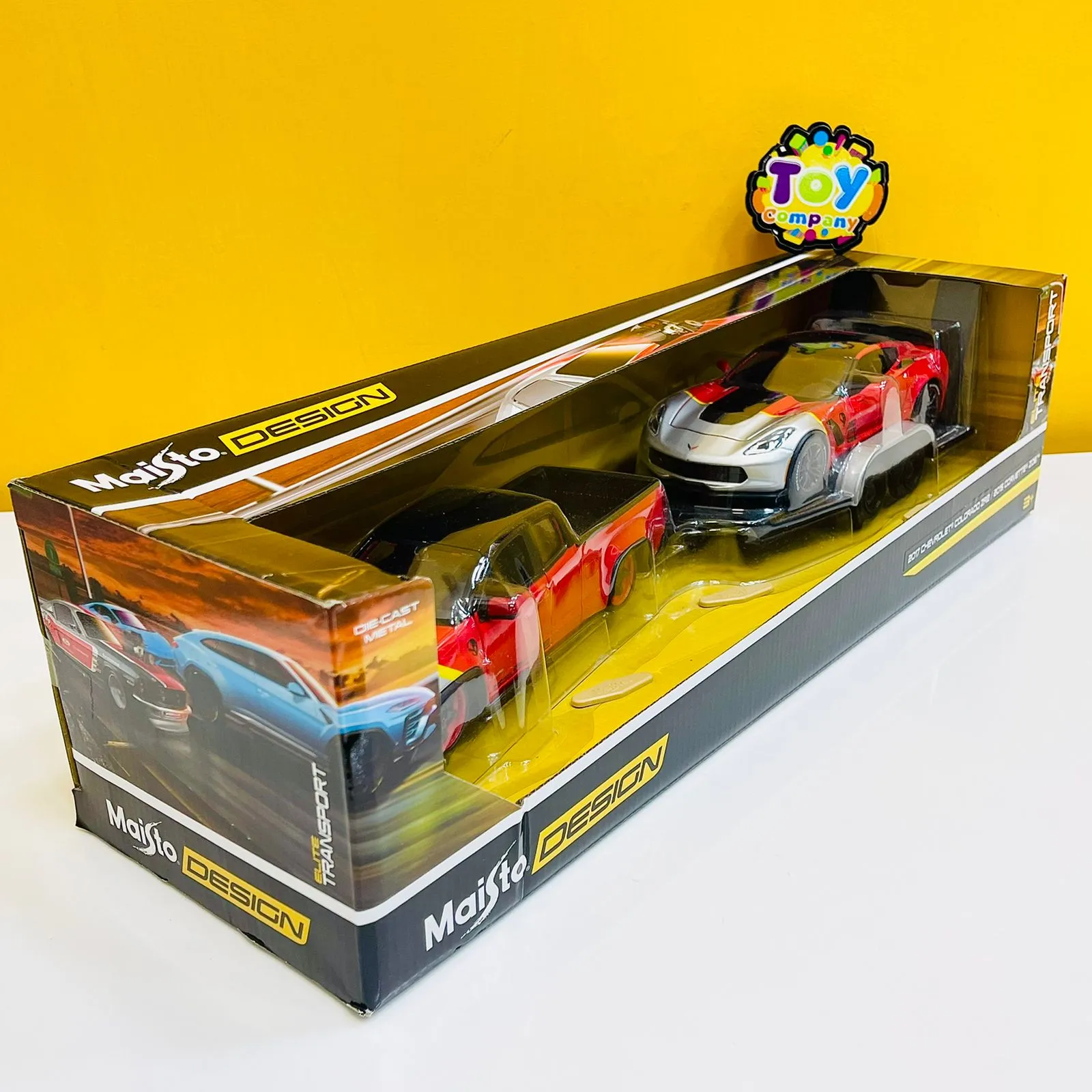 Maisto 1:24 Chevy Colorado ZR2 & 2015 Corvette Z06 on Trailer