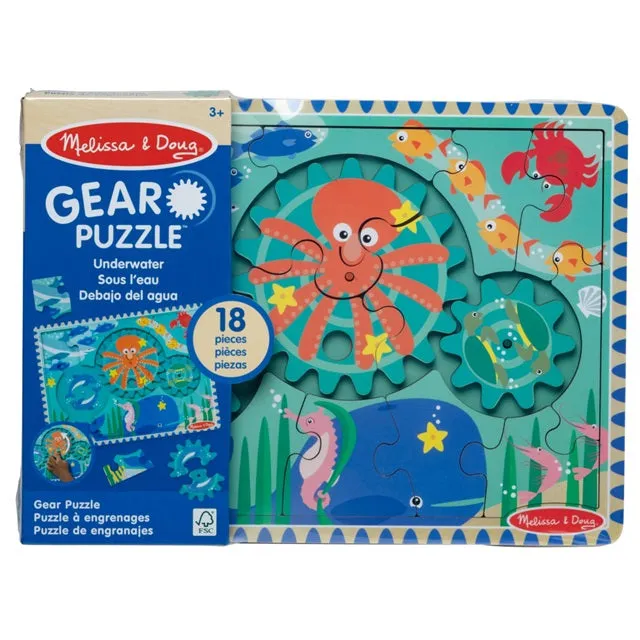 Melissa & Doug Underwater Wooden Gear Puzzle 18-Piece