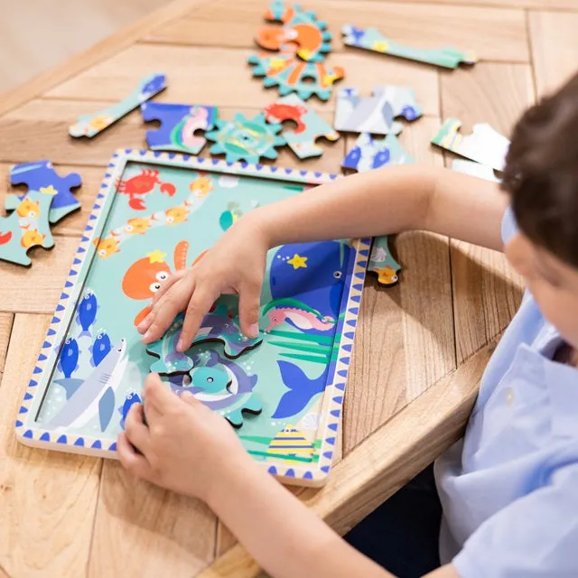 Melissa & Doug Underwater Wooden Gear Puzzle 18-Piece