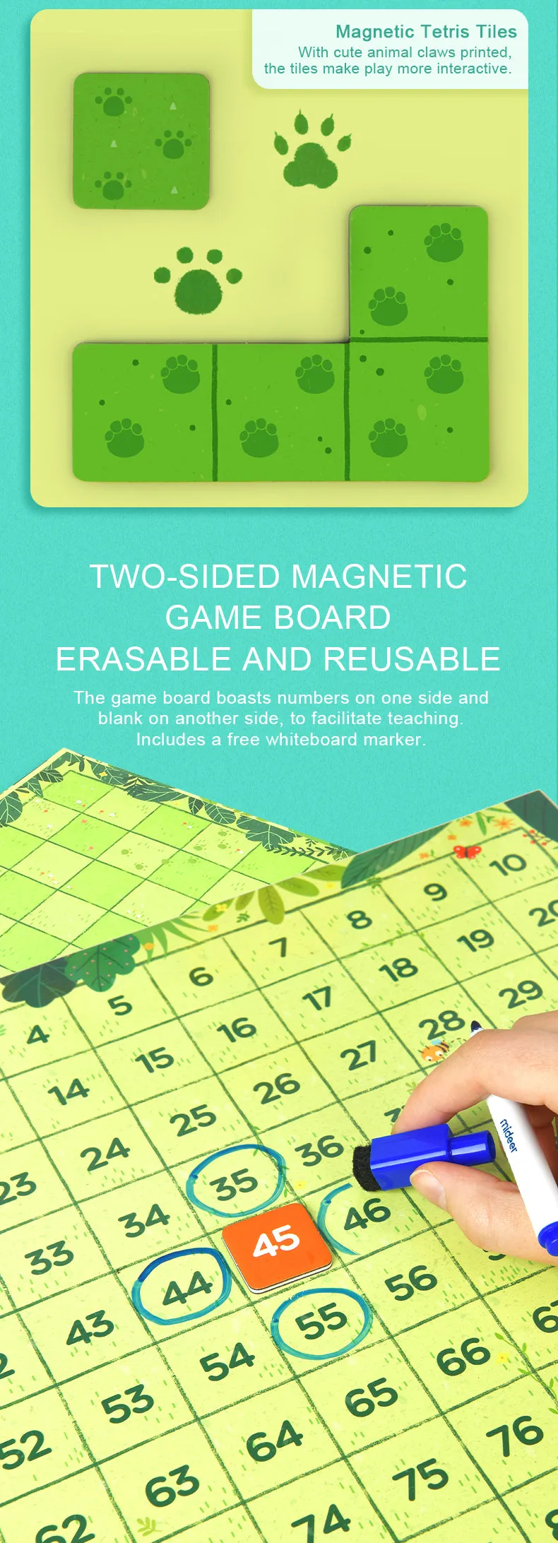 Mideer Magnetic Hundred Board Game| Educational Number Learning Game