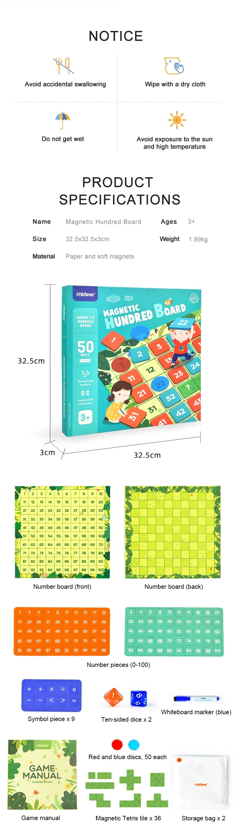 Mideer Magnetic Hundred Board Game| Educational Number Learning Game