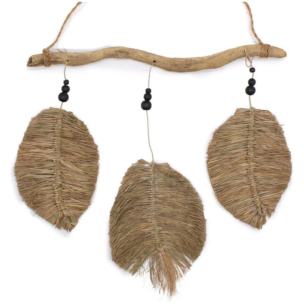 Natural Wall Art -  Raffa Leaves - Handmade Seagrass Home Decor - Fairly Traded