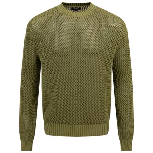 Pigment Dyed Fishnet Sweater Military Green - 2025