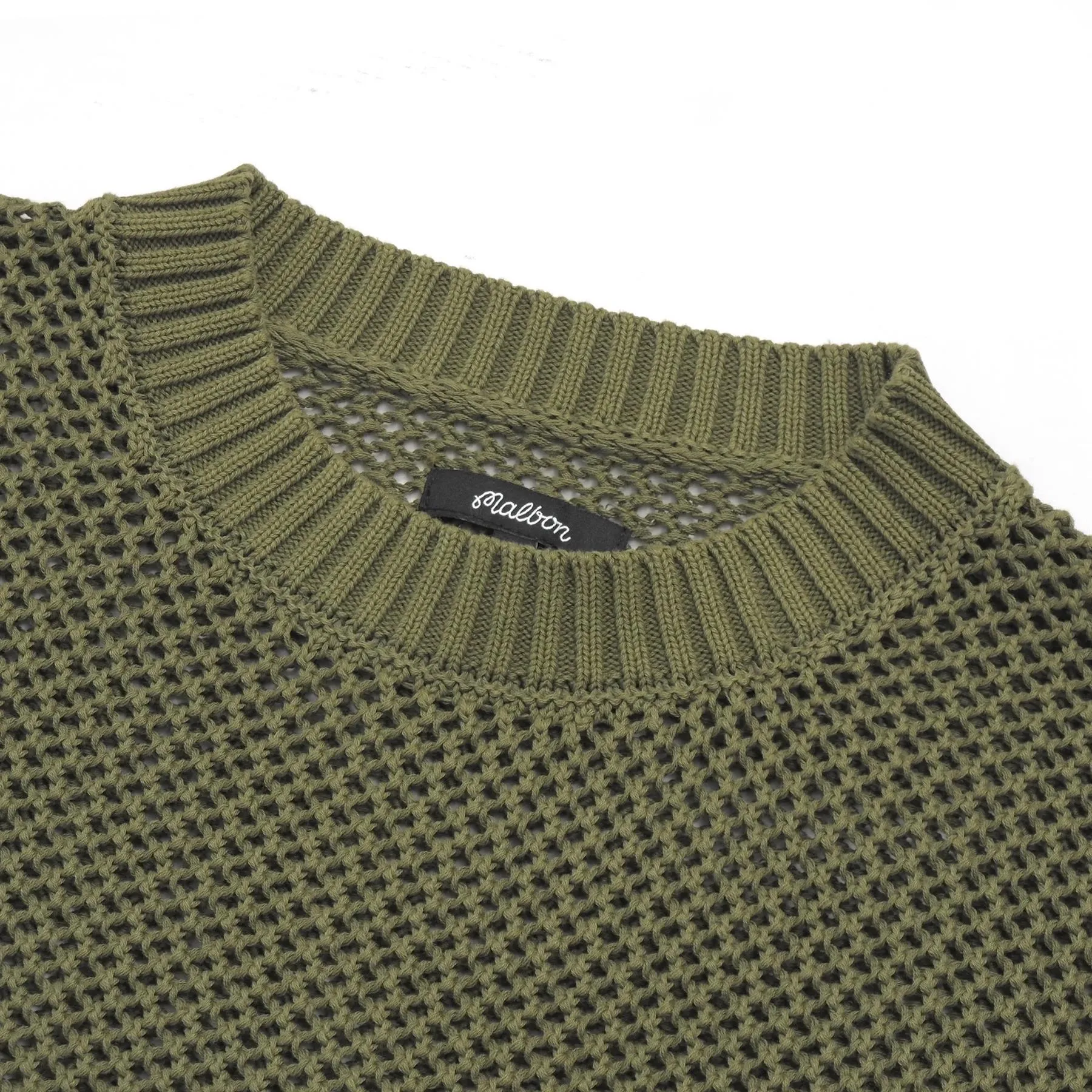 Pigment Dyed Fishnet Sweater Military Green - 2025