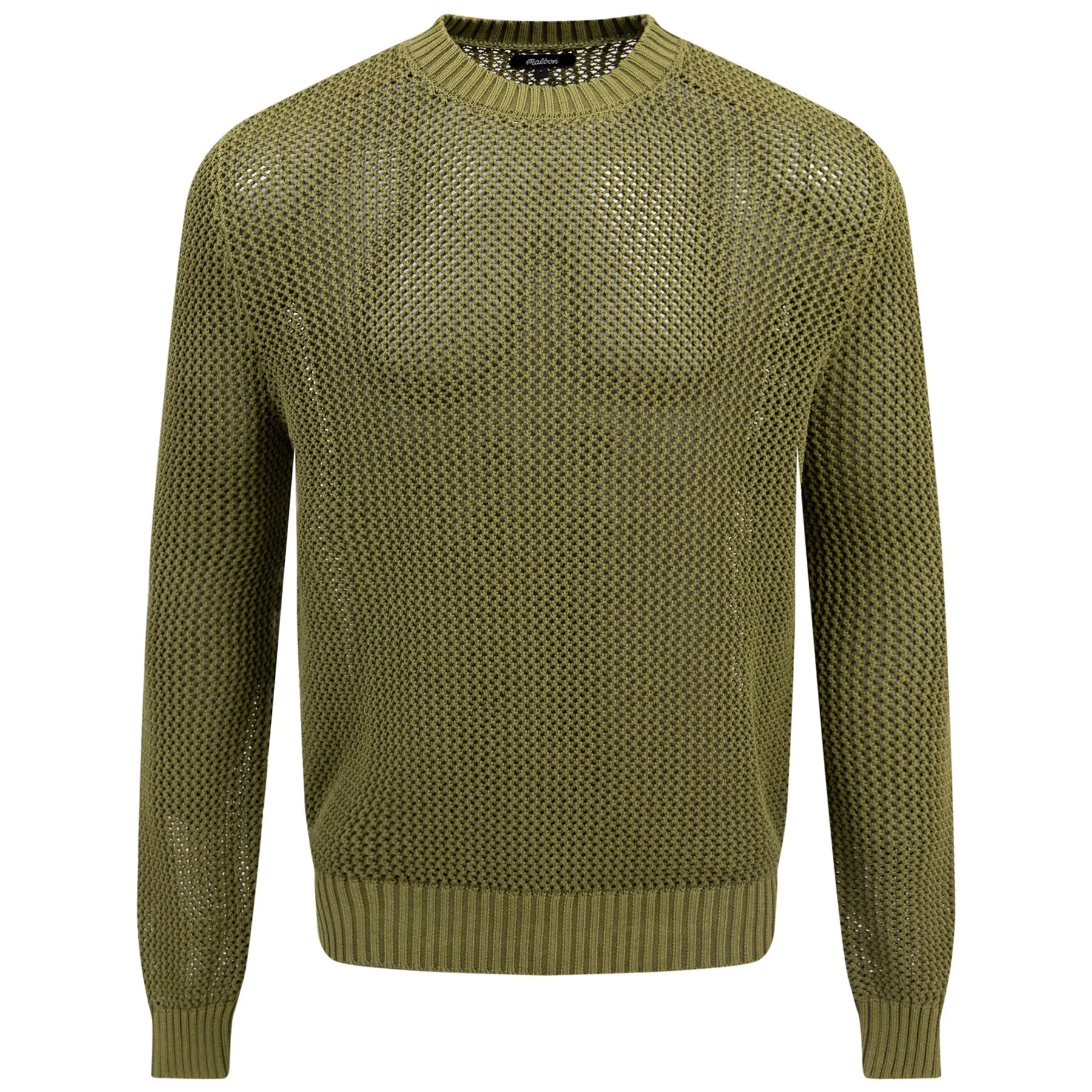 Pigment Dyed Fishnet Sweater Military Green - 2025