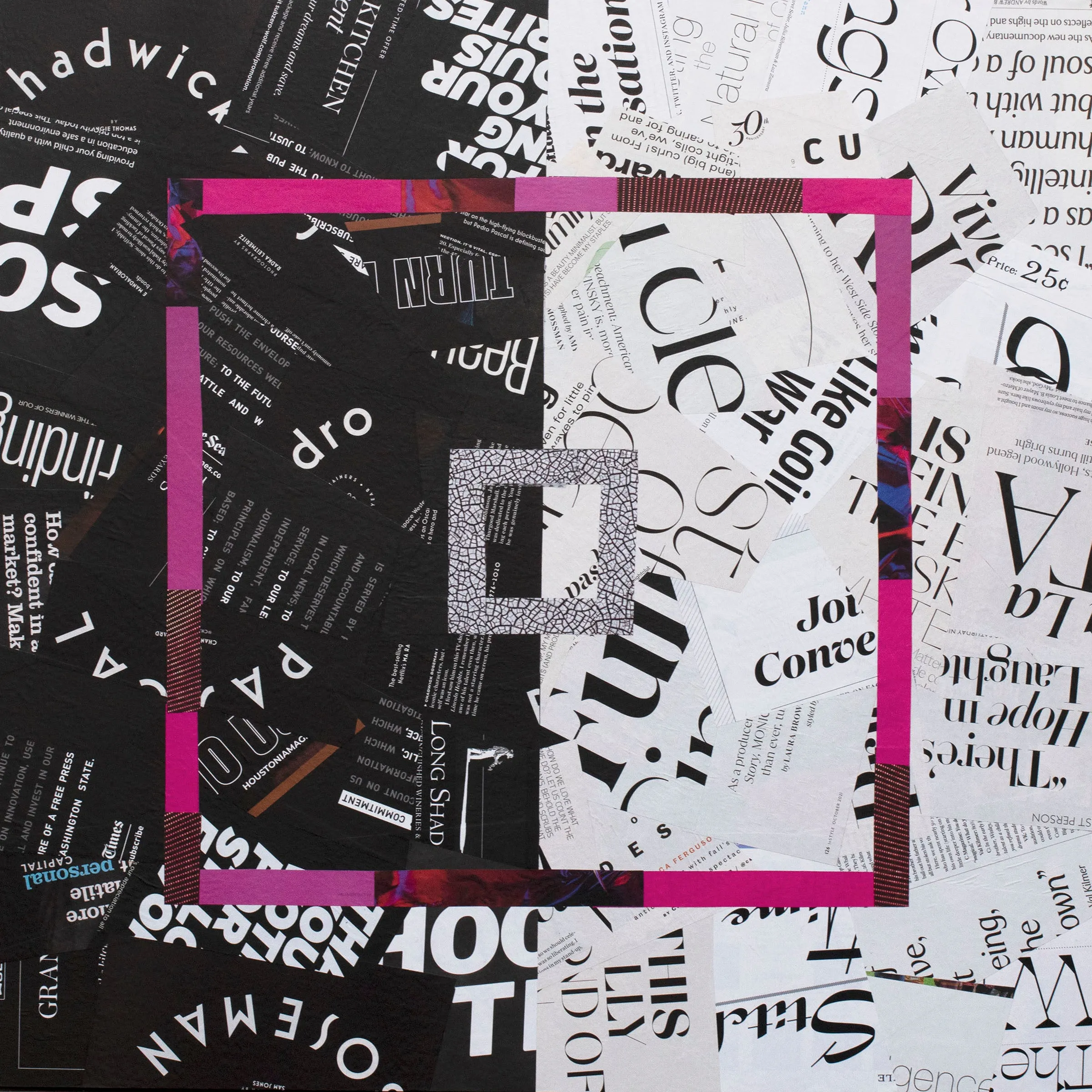 "Betwixt and Between," original collage, 24" x 24"