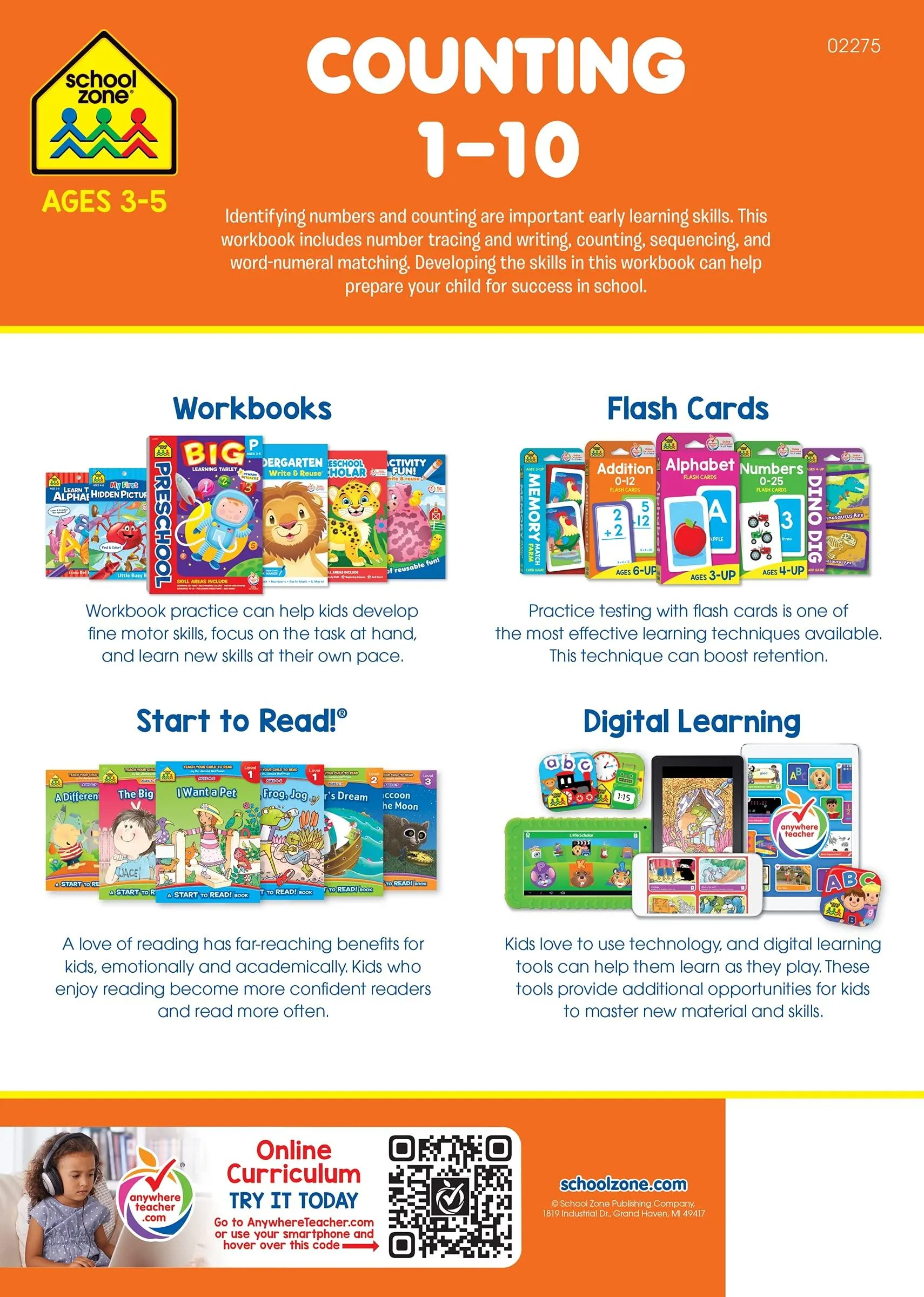 School Zone A Get Ready! Book Counting 1-10 Ages 3-5