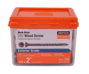 Simpson DSVT2R110 Deck-Drive DSV WOOD Screw — #10 x 2 in. T25, Flat Head, Quik Guard, Tan (110-Qty)