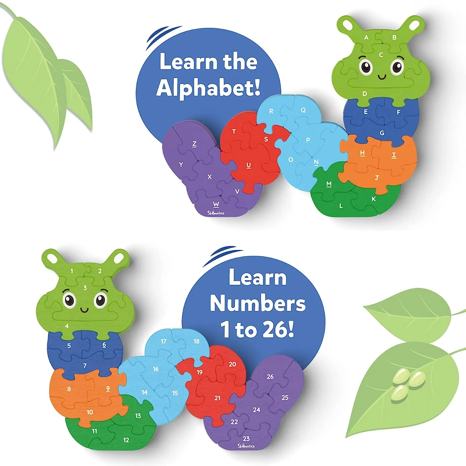 Skillmatics The Clever Caterpillar 26 Double-Sided Puzzle for Kids Ages 3-7 Years