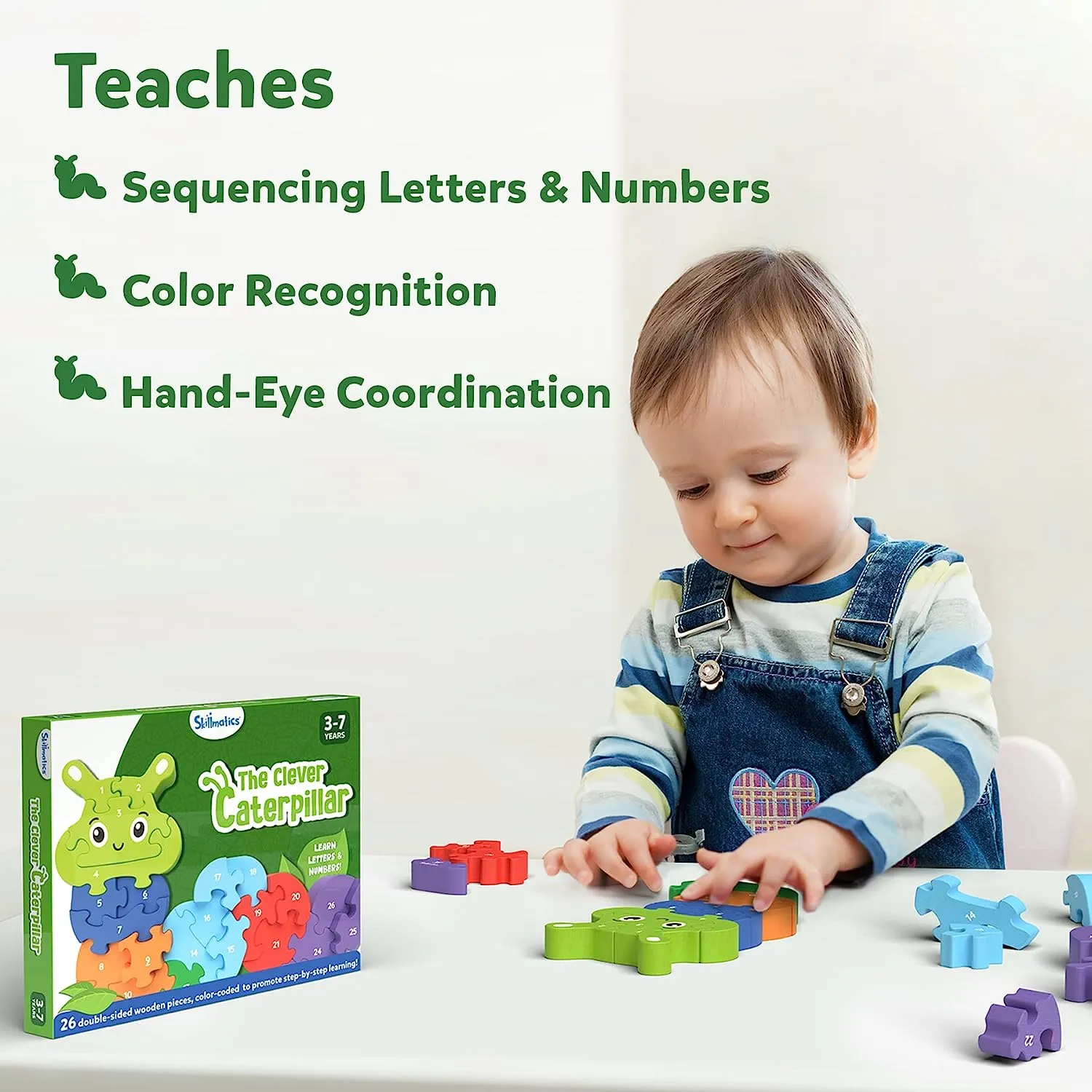 Skillmatics The Clever Caterpillar 26 Double-Sided Puzzle for Kids Ages 3-7 Years