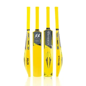Strauss Cricket Combo Kit Set | Plastic/PVC Cricket Kit Set | Full Size | 1 Bat   1 Ball   3 Stumps   2 Bails   1 Base | Color: Golden Yellow | For All Age Groups | Tennis & Synthetic Ball Cricket Kit