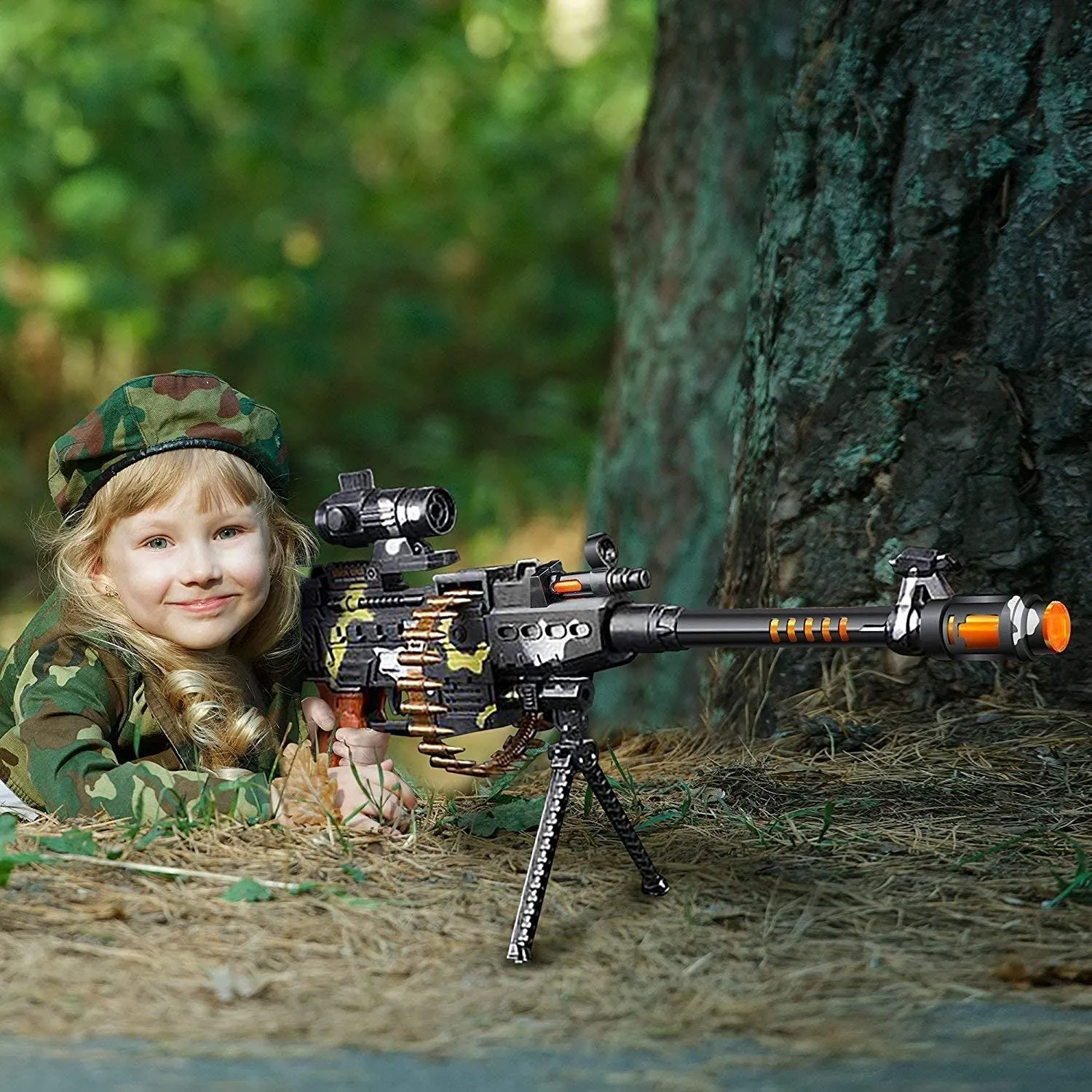 Superior Light-up Military Mission Moving Bullets Gun