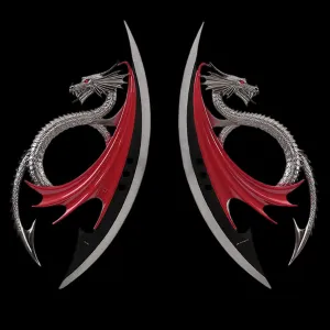 Twin Dragon Daggers with Stand (not sharp)
